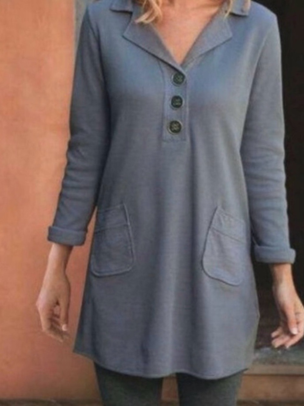 Soft Surroundings Take Two Waffle Thermal Knit Tunic Small Cotton Casual Comfy